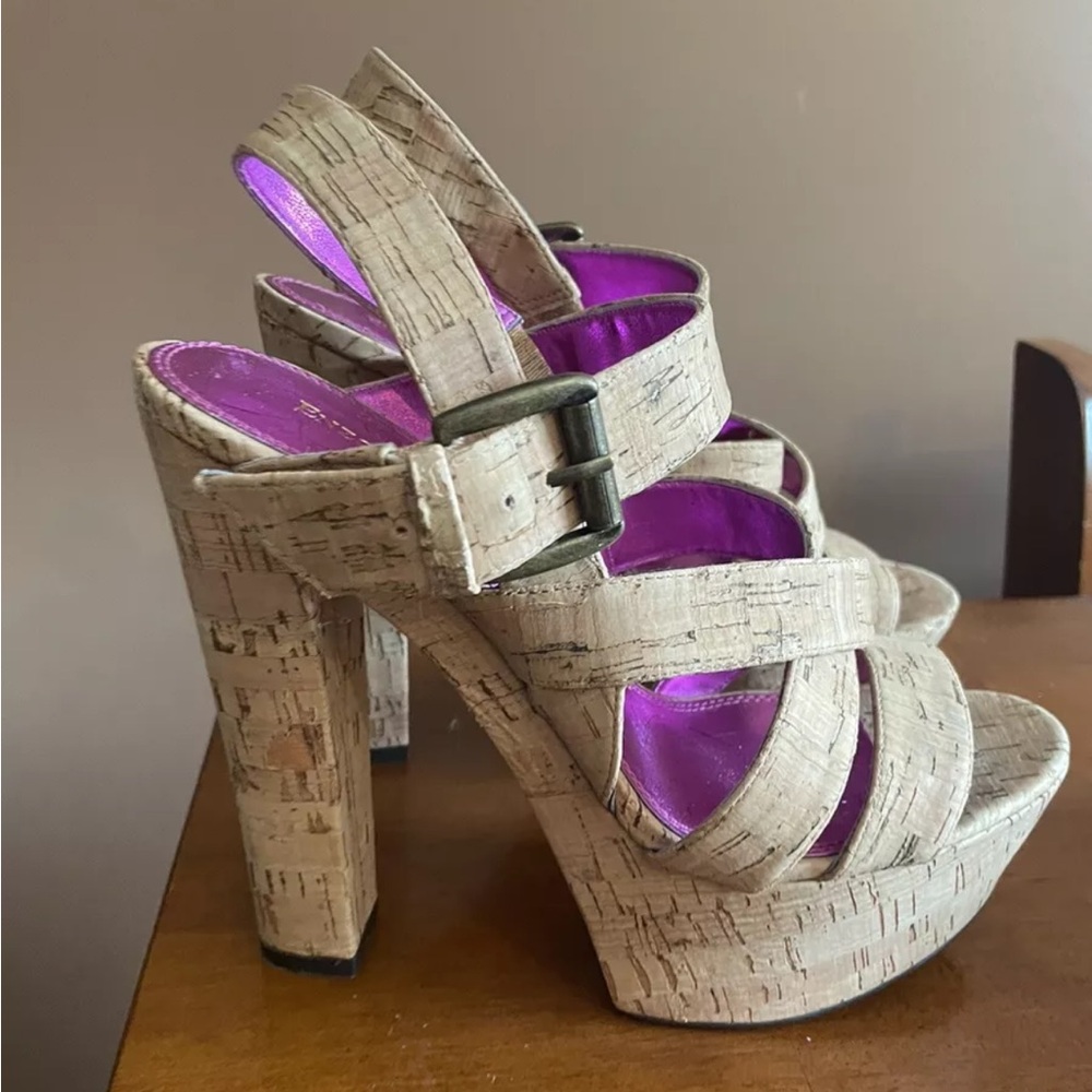 Enzo Angiolini Danicio  Sandals Wood Block Platform Heels 7.5